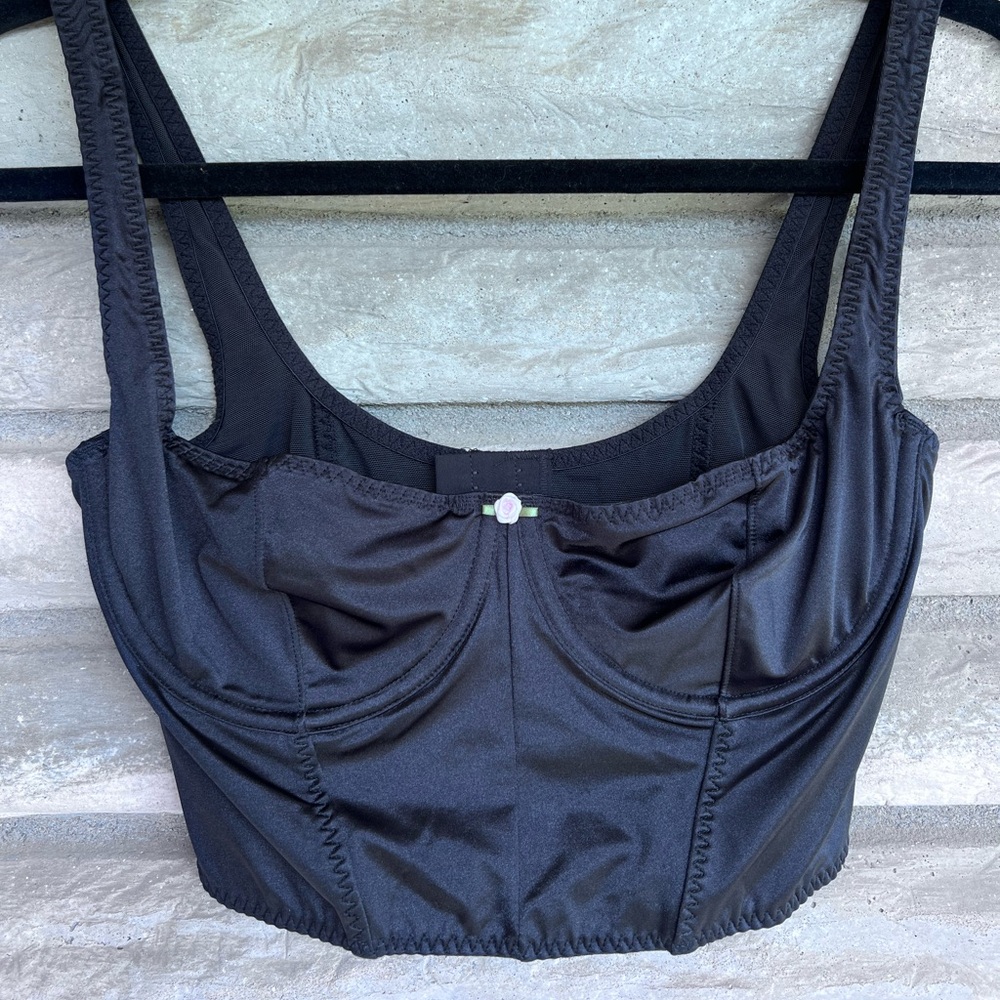 SKIMS Satin Underwire Corset Bra Black Women’s Size Small Stretch NEW